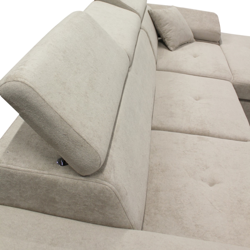 Udtrækbar højrevendt L-formet hjørnesofa med opbevaringsrum CASTELO, grå