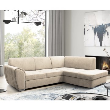 Udtrækbar L-formet hjørnesofa med opbevaring SERPA, højrevendt, beige