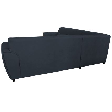 Udtrækbar L-formet hjørnesofa med opbevaringsplads VISEU, højrevendt, antracit/sort