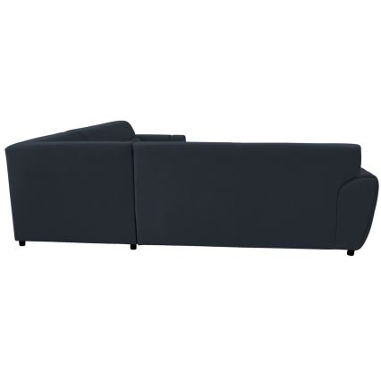 Udtrækbar L-formet hjørnesofa med opbevaringsplads VISEU, højrevendt, antracit/sort