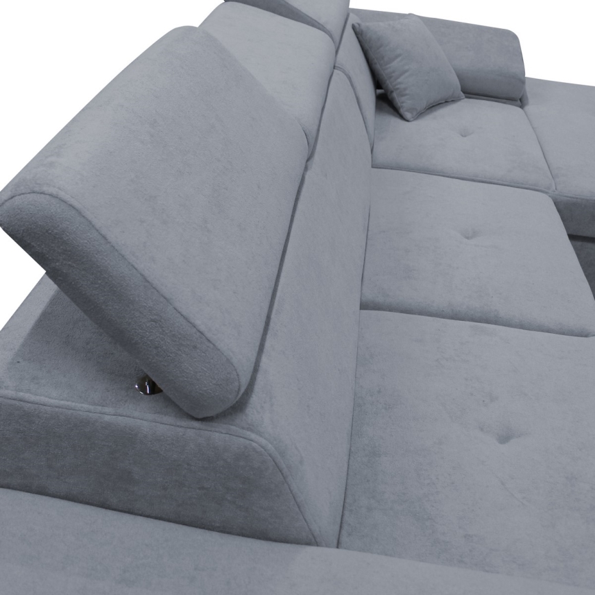 Udtrækbar L-formet hjørnesofa med opbevaringsplads, højrevendt, CASTELO, mørkegrå