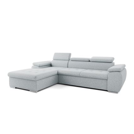 Udtrækbar L-formet hjørnesofa med opbevaringsplads PADUA, grå, venstrevendt