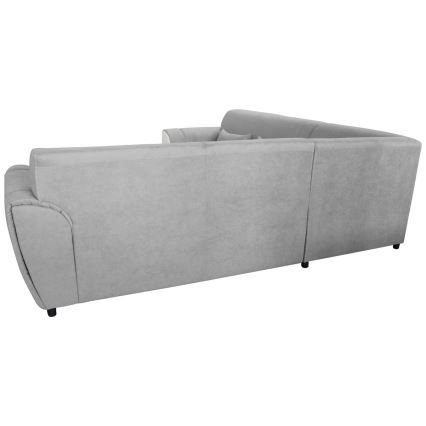 Udtrækbar L-formet hjørnesofa med opbevaringsplads VISEU, højrevendt, grå/hvid