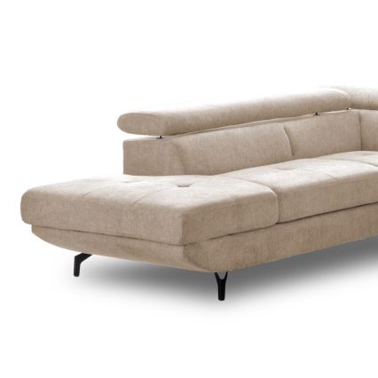 Udtrækbar L-formet hjørnesofa med opbevaringsrum BRESCIA, venstrevendt, beige
