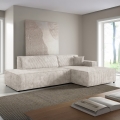 Udtrækbar L-formet hjørnesofa med opbevaringsrum TERAMO, højrevendt, beige