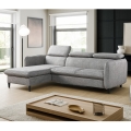 Udtrækbar L-hjørnesofa med opbevaring NISA, grå, venstrevendt