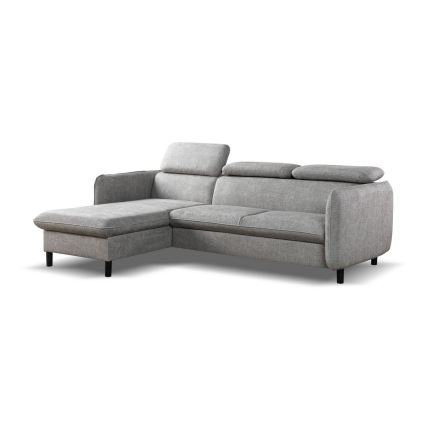 Udtrækbar L-hjørnesofa med opbevaring NISA, grå, venstrevendt