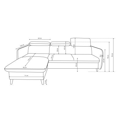 Udtrækbar L-hjørnesofa med opbevaring NISA, grå, venstrevendt