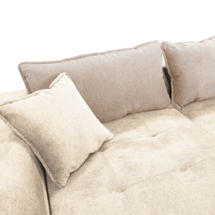 Udtrækbar L-hjørnesofa LAGOA, venstrevendt, beige/brun med opbevaring