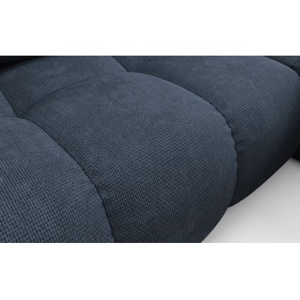 Udtrækbar polstret hjørnesofa med opbevaring, L-formet, ALMADA, højrevendt, blå