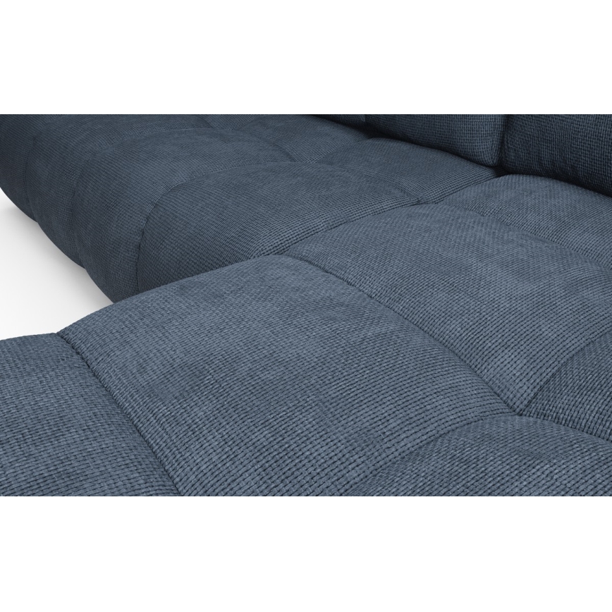 ALMADA L-formet polstret hjørnesofa med sovefunktion og opbevaringsrum, højrevendt, blå