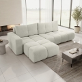 Udtrækbar polstret hjørnesofa med opbevaring, L-formet ALMADA, venstrevendt, beige