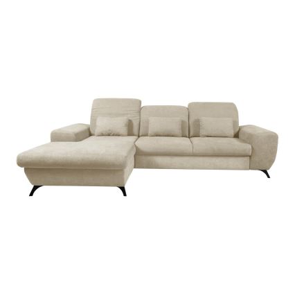 ALTA L-formet polstret sovesofa med opbevaringsrum, venstrevendt, beige