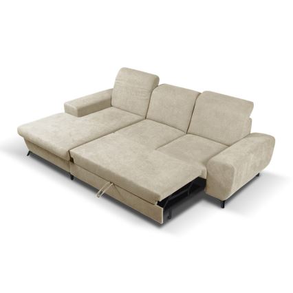 ALTA L-formet polstret sovesofa med opbevaringsrum, venstrevendt, beige