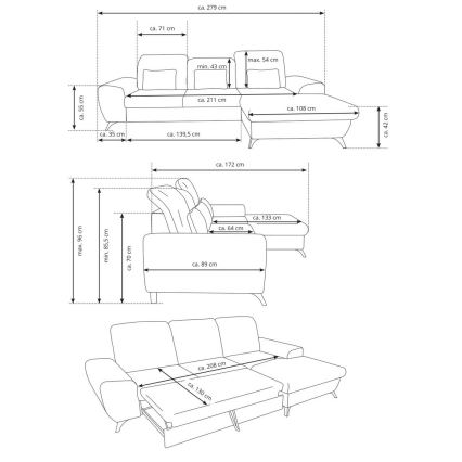 ALTA L-formet polstret sovesofa med opbevaringsrum, venstrevendt, beige
