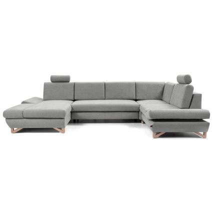 Udtrækbar polstret hjørnesofa med opbevaringsplads i U-form AVESTA, grå