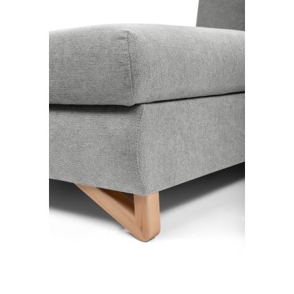 Udtrækbar polstret L-formet hjørnesofa med opbevaringsplads AVESTA venstrevendt grå