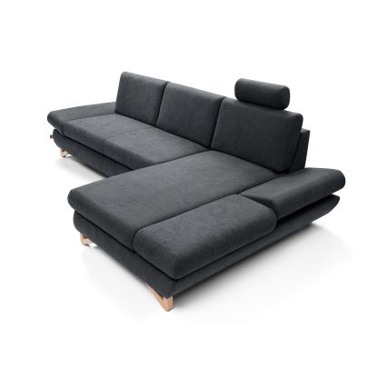 AVESTA udtrækbar polstret hjørnesofa i L-form med opbevaringsplads, højrevendt, antracit