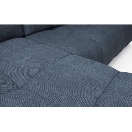 ALMADA venstrevendt polstret L-hjørnesofa med sovefunktion og opbevaringsrum, blå