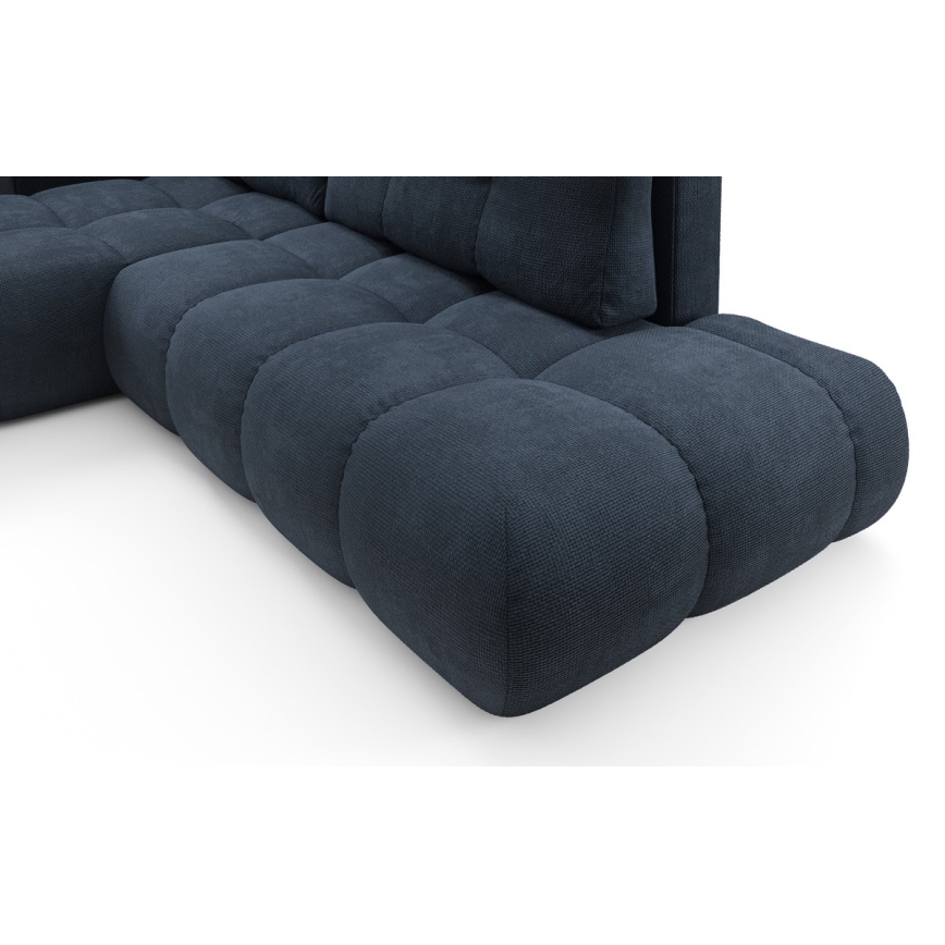ALMADA venstrevendt polstret L-hjørnesofa med sovefunktion og opbevaringsrum, blå