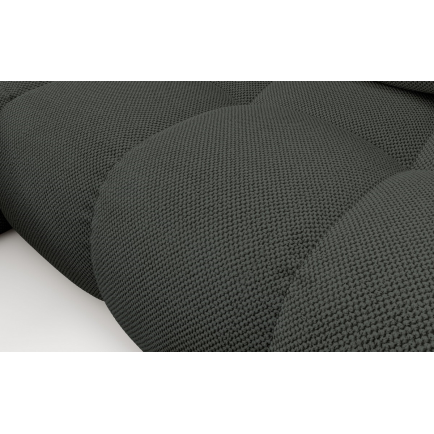 Udtrækbar, venstrevendt L‑formet polstret hjørnesofa ALMADA med opbevaringsplads, antracit