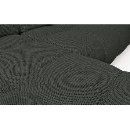 Udtrækbar, venstrevendt L‑formet polstret hjørnesofa ALMADA med opbevaringsplads, antracit