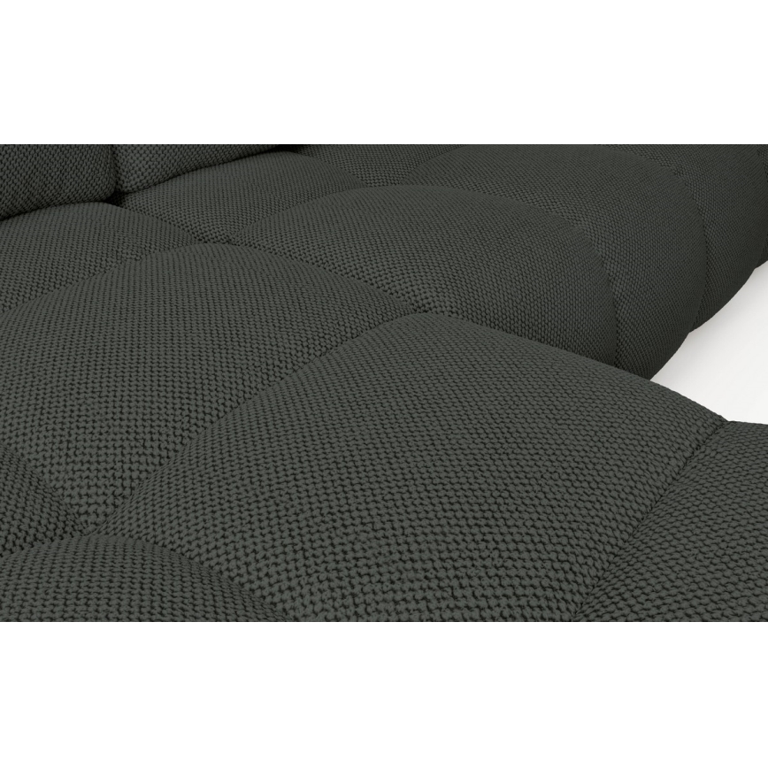 Udtrækbar, venstrevendt L‑formet polstret hjørnesofa ALMADA med opbevaringsplads, antracit