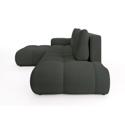 Udtrækbar, venstrevendt L‑formet polstret hjørnesofa ALMADA med opbevaringsplads, antracit