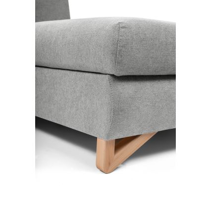 Udtrækbar polstret hjørnesofa med opbevaring i L-form AVESTA højrevendt grå