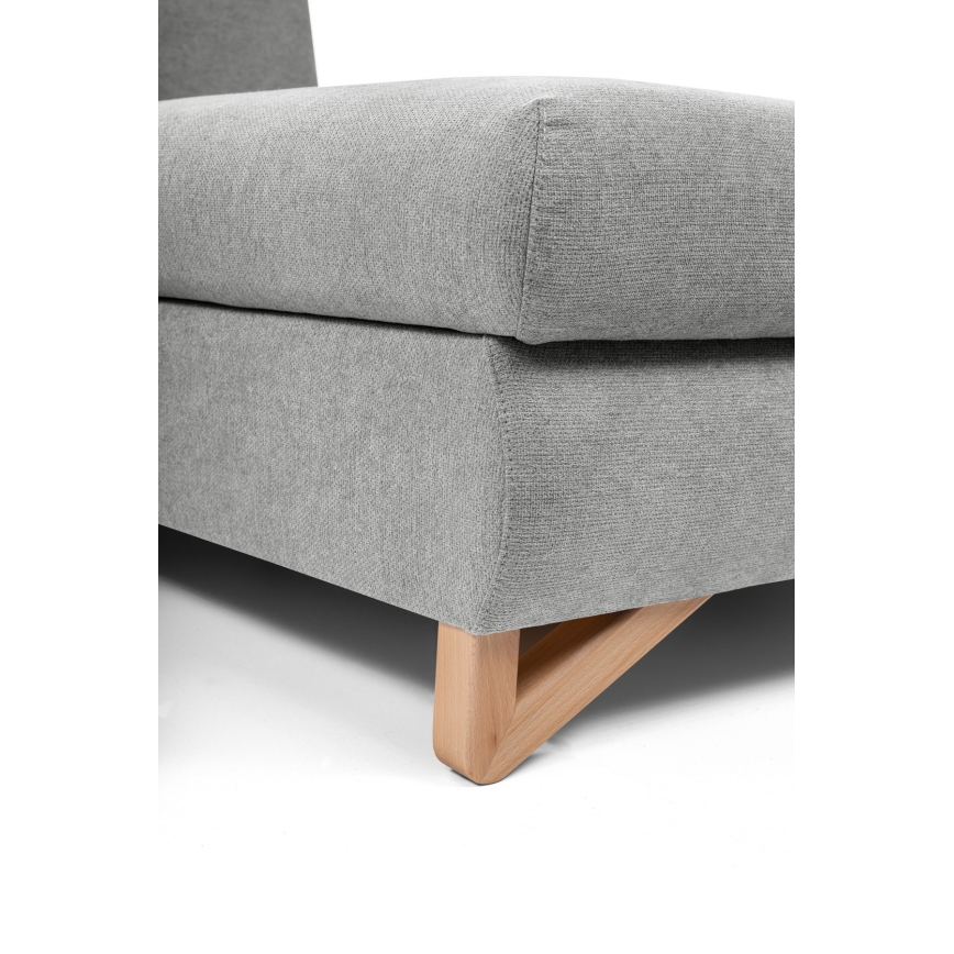 Udtrækbar polstret hjørnesofa med opbevaring i L-form AVESTA højrevendt grå