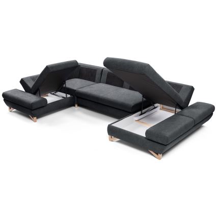 U-formet udtrækbar hjørnesofa med opbevaringsplads AVESTA antracit