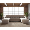 Udtrækbar U-formet hjørnesofa med vendbart hjørne og opbevaringsplads SALVADA beige