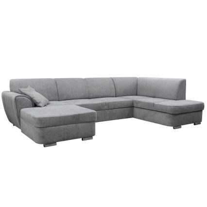 Udtrækbar U-formet højrevendt hjørnesofa med opbevaringsplads SERPA, grå