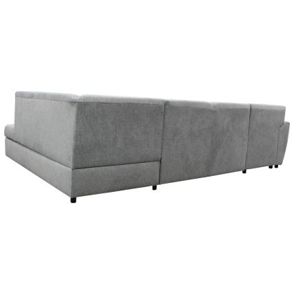 Udtrækbar U-formet højrevendt hjørnesofa med opbevaringsplads SERPA, grå