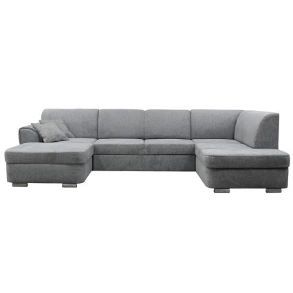 Udtrækbar U-formet højrevendt hjørnesofa med opbevaringsplads SERPA, grå