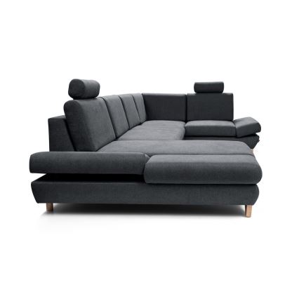 U-formet polstret hjørnesofa med sovefunktion og opbevaringsrum AVESTA, antracit