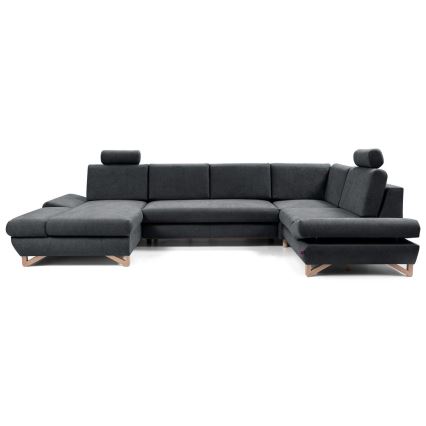 U-formet polstret hjørnesofa med sovefunktion og opbevaringsrum AVESTA, antracit