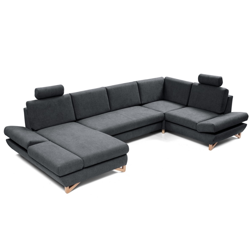 U-formet polstret hjørnesofa med sovefunktion og opbevaringsrum AVESTA, antracit