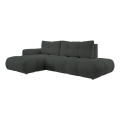 Udtrækbar, venstrevendt L‑formet polstret hjørnesofa ALMADA med opbevaringsplads, antracit