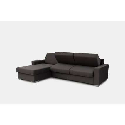 Sovesofa med chaiselong til daglig brug med opbevaringsplads, venstrevendt, L-formet LEKA, brun
