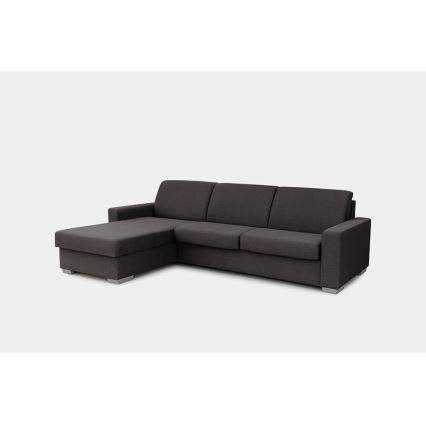 Sovesofa med chaiselong til daglig brug med opbevaringsplads, venstrevendt, L-formet LEKA, brun