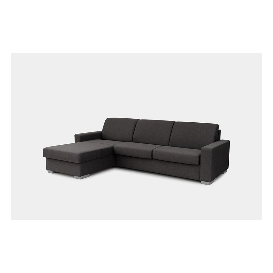 Sovesofa med chaiselong til daglig brug med opbevaringsplads, venstrevendt, L-formet LEKA, brun