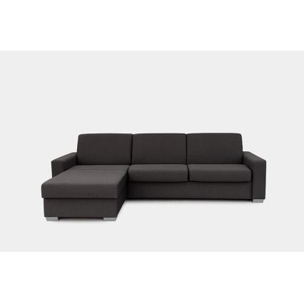Sovesofa med chaiselong til daglig brug med opbevaringsplads, venstrevendt, L-formet LEKA, brun