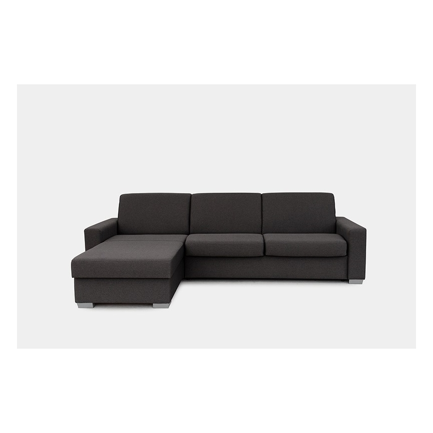 Sovesofa med chaiselong til daglig brug med opbevaringsplads, venstrevendt, L-formet LEKA, brun