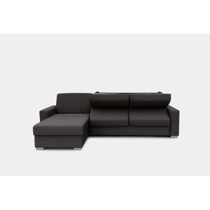 Sovesofa med chaiselong til daglig brug med opbevaringsplads, venstrevendt, L-formet LEKA, brun