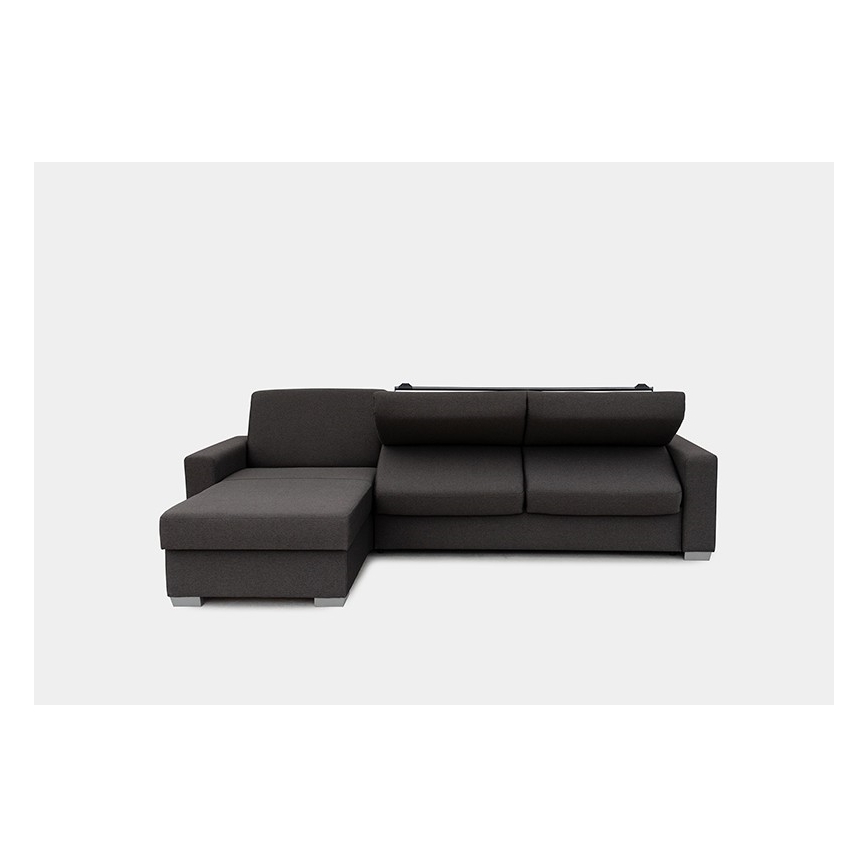Sovesofa med chaiselong til daglig brug med opbevaringsplads, venstrevendt, L-formet LEKA, brun