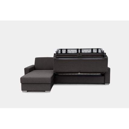Sovesofa med chaiselong til daglig brug med opbevaringsplads, venstrevendt, L-formet LEKA, brun