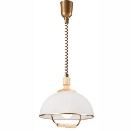 Nedhængt loftlampe RAMONA 1xE27/60W/230V beige/lysebrun/fyrretræ