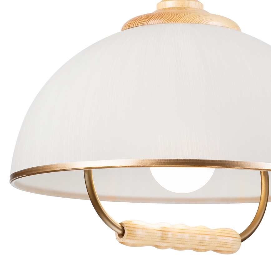 Nedhængt loftlampe RAMONA 1xE27/60W/230V beige/lysebrun/fyrretræ