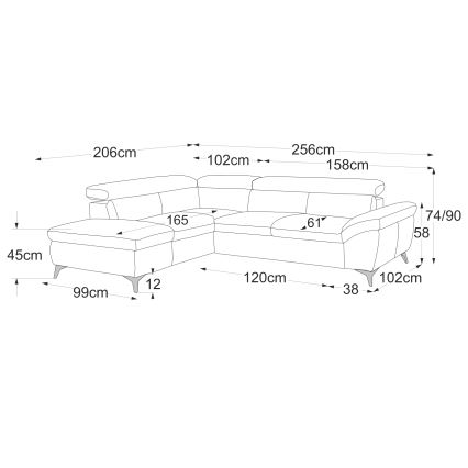 Udtrækkelig læder hjørnesofa i L-form SALERNO II venstrevendt brun